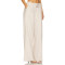 Fashionable Wide Leg Casual Pleated Details Off White Color Double Buckle Design Trousers
