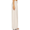 Fashionable Wide Leg Casual Pleated Details Off White Color Double Buckle Design Trousers