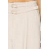 Fashionable Wide Leg Casual Pleated Details Off White Color Double Buckle Design Trousers