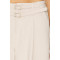 Fashionable Wide Leg Casual Pleated Details Off White Color Double Buckle Design Trousers