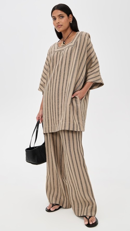 Sport Daily Stripe Print Covered Elastic Waist With Drawstring Lightweight Casual Pants