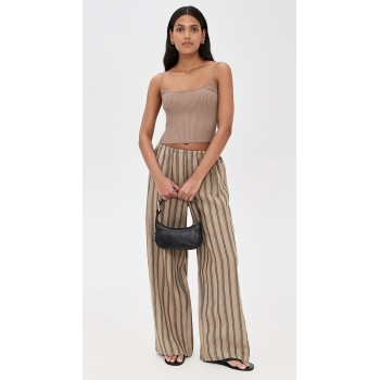 Sport Daily Stripe Print Covered Elastic Waist With Drawstring Lightweight Casual Pants