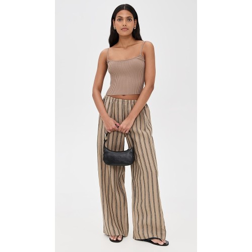 Sport Daily Stripe Print Covered Elastic Waist With Drawstring Lightweight Casual Pants