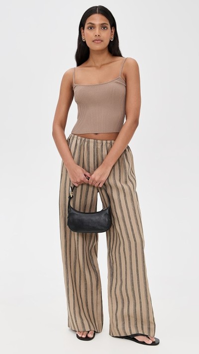 Sport Daily Stripe Print Covered Elastic Waist With Drawstring Lightweight Casual Pants