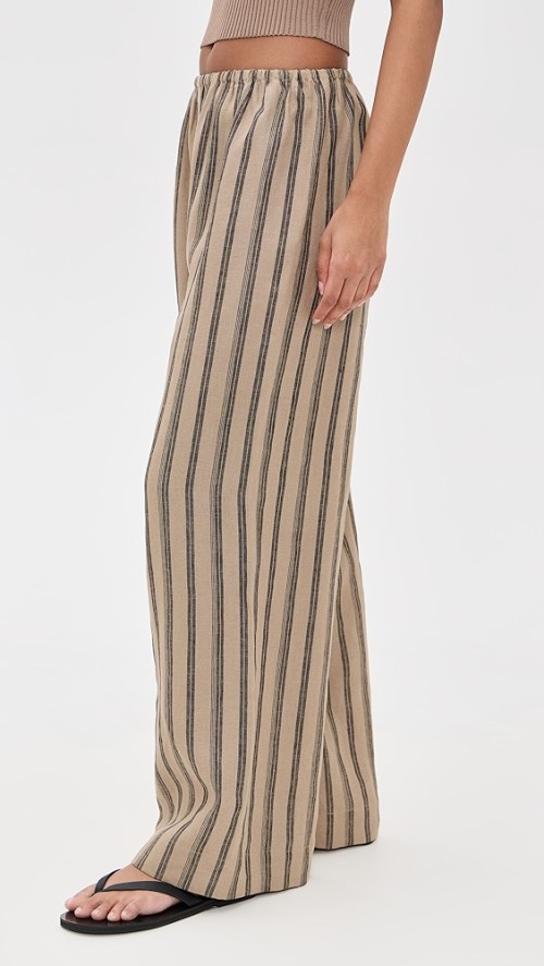 Sport Daily Stripe Print Covered Elastic Waist With Drawstring Lightweight Casual Pants