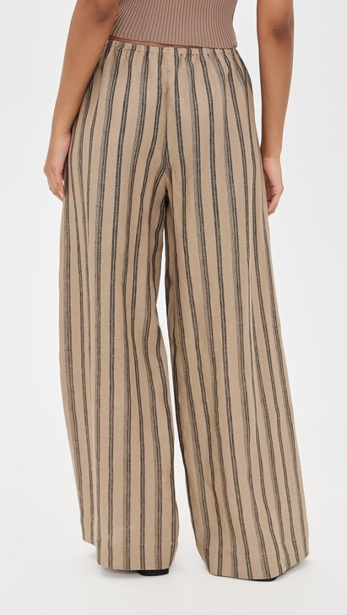 Sport Daily Stripe Print Covered Elastic Waist With Drawstring Lightweight Casual Pants