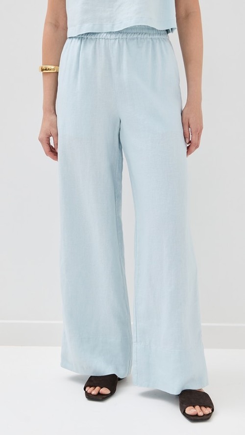 Casual Sample Pleated Waist Button Closure Slant Hip Pockets Solid Color Rest Pants