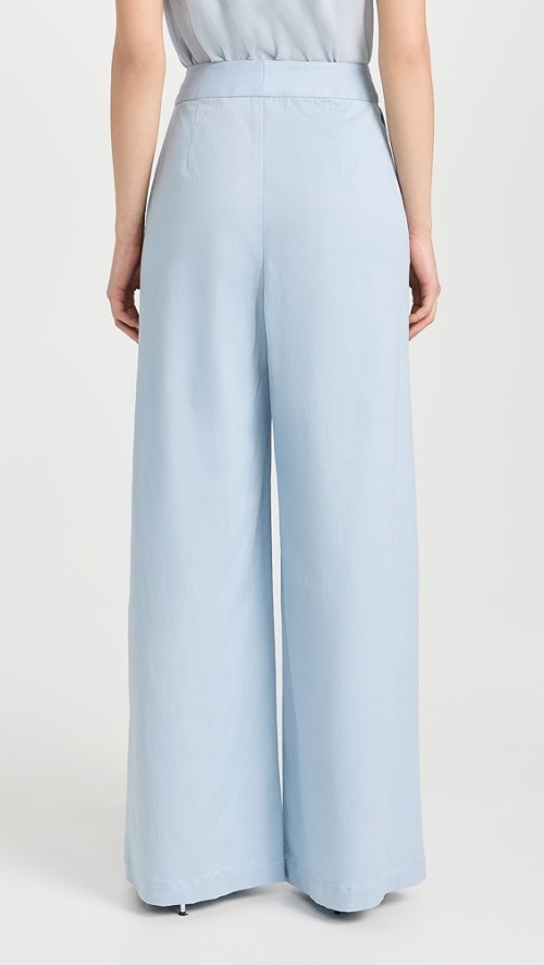 Casual Sample Pleated Waist Button Closure Slant Hip Pockets Solid Color Rest Pants