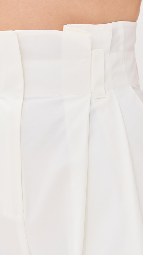 Sample Casual Pleated Paper Bag Waist Slant Hip Pockets Solid Color Rest Pants