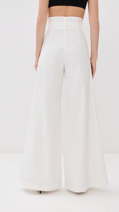 Sample Casual Pleated Paper Bag Waist Slant Hip Pockets Solid Color Rest Pants
