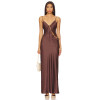 Alluring Chic Slinky Elegant Satin-finished High quality Woman's Cut out Long Dress