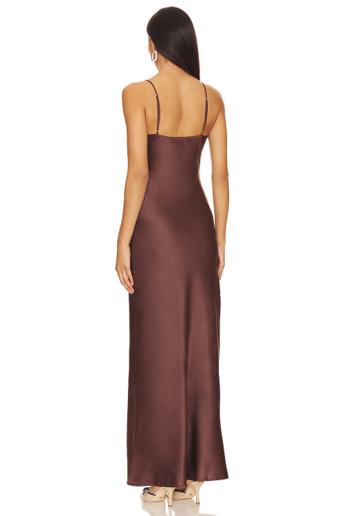 Alluring Chic Slinky Elegant Satin-finished High quality Woman's Cut out Long Dress