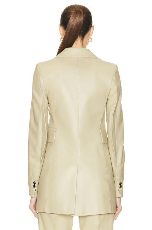 Sleek Tailored Minimalist Luxury Structured Chic Contemporary Elegant Woman's Leather Blazer