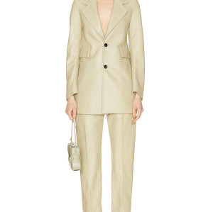 Sleek Tailored Minimalist Luxury Structured Chic Contemporary Elegant Woman's Leather Blazer