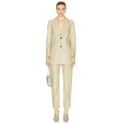 Sleek Tailored Minimalist Luxury Structured Chic Contemporary Elegant Woman's Leather Blazer