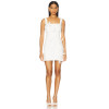 Front 3D Floral Accents Medium Weight Crepe Fabric White Square Neck Bodycon Dress