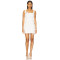 Front 3D Floral Accents Medium Weight Crepe Fabric White Square Neck Bodycon Dress
