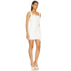 Front 3D Floral Accents Medium Weight Crepe Fabric White Square Neck Bodycon Dress