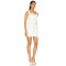 Front 3D Floral Accents Medium Weight Crepe Fabric White Square Neck Bodycon Dress