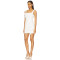 Front 3D Floral Accents Medium Weight Crepe Fabric White Square Neck Bodycon Dress