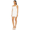 Front 3D Floral Accents Medium Weight Crepe Fabric White Square Neck Bodycon Dress