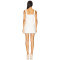Front 3D Floral Accents Medium Weight Crepe Fabric White Square Neck Bodycon Dress