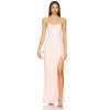 Hot Sale Fashionable Medium Weight Lace Pink Jacquard Open Back Halter Slit Long Dress