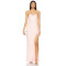 Hot Sale Fashionable Medium Weight Lace Pink Jacquard Open Back Halter Slit Long Dress