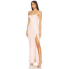 Hot Sale Fashionable Medium Weight Lace Pink Jacquard Open Back Halter Slit Long Dress