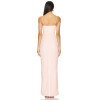 Hot Sale Fashionable Medium Weight Lace Pink Jacquard Open Back Halter Slit Long Dress