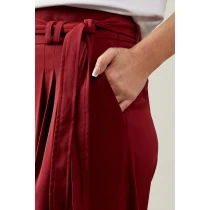 Sport Sample Self-Tie Belt High-Waist Side Pockets Solid Color Casual Pants