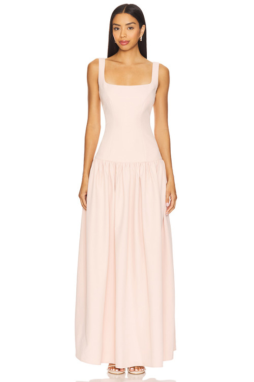 Sweet Elegant Spaghetti Strap Backless Square Neckline Figure Hugging Pink Floor Length Dress