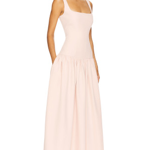 Sweet Elegant Spaghetti Strap Backless Square Neckline Figure Hugging Pink Floor Length Dress