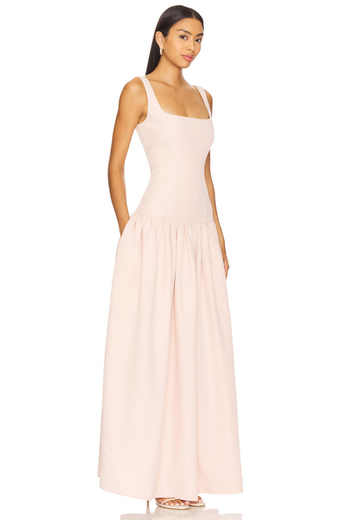 Sweet Elegant Spaghetti Strap Backless Square Neckline Figure Hugging Pink Floor Length Dress