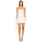 Delicate Beaded Spaghetti Strap Backless Mid Weight Linen Flared White Sweet Mini Dress