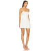 Delicate Beaded Spaghetti Strap Backless Mid Weight Linen Flared White Sweet Mini Dress