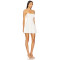 Delicate Beaded Spaghetti Strap Backless Mid Weight Linen Flared White Sweet Mini Dress