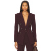 Deep Burgundy Double Breasted Slim Fit Blazer with Buttoned Cuffs and Back Vent