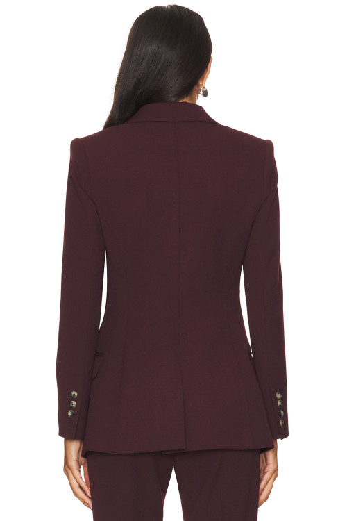 Deep Burgundy Double Breasted Slim Fit Blazer with Buttoned Cuffs and Back Vent