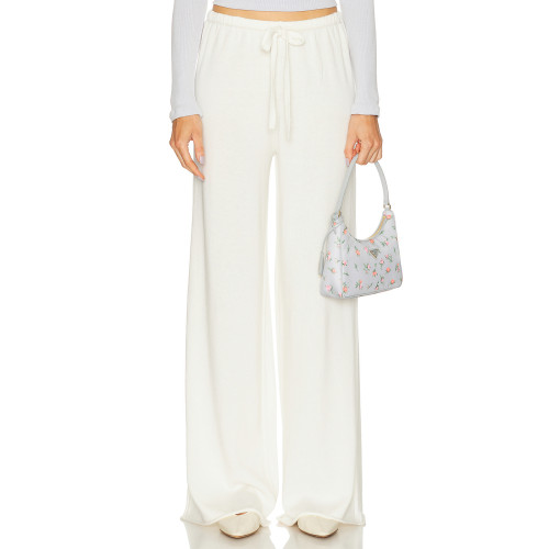 Fashionable Elegant High quality Wide Straight Leg New Fashion Belt Trim Woman's Pants
