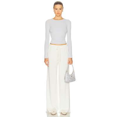 Fashionable Elegant High quality Wide Straight Leg New Fashion Belt Trim Woman's Pants