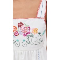 Sample Cute Square Neckline Camisole High Waist Floral Embroidered Casual Dress
