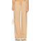 Beige Vertical Striped Wide Leg Casual Drawstring Waist Back Pockets Pants