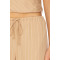 Beige Vertical Striped Wide Leg Casual Drawstring Waist Back Pockets Pants