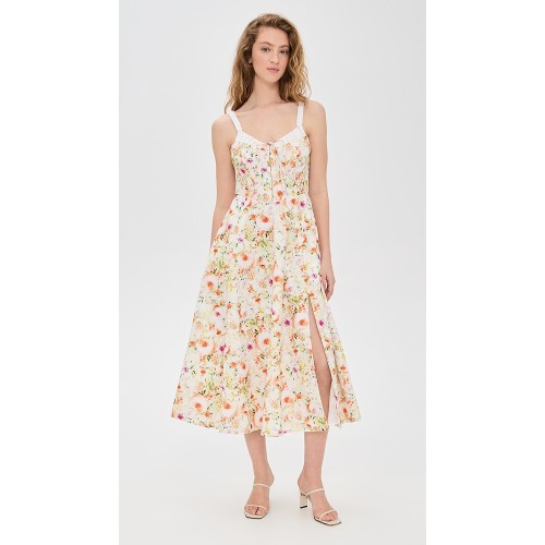 Elegant Sweetheart Neckline Sleeveless Elastic Shoulder Straps Open Back Floral Print Dress