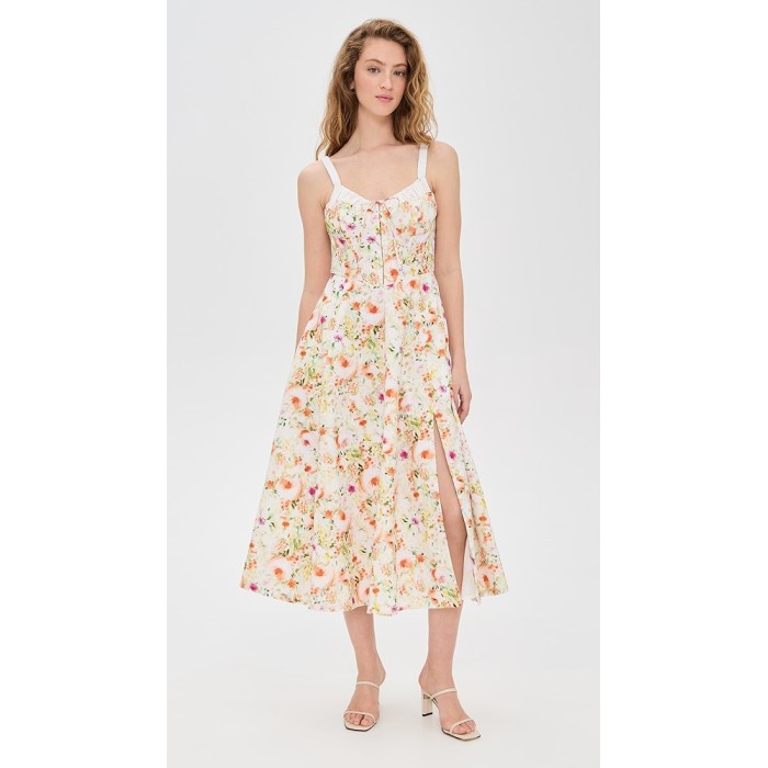 Elegant Sweetheart Neckline Sleeveless Elastic Shoulder Straps Open Back Floral Print Dress