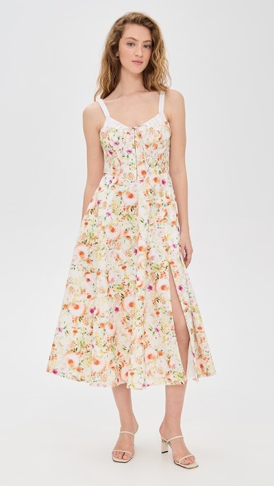 Elegant Sweetheart Neckline Sleeveless Elastic Shoulder Straps Open Back Floral Print Dress