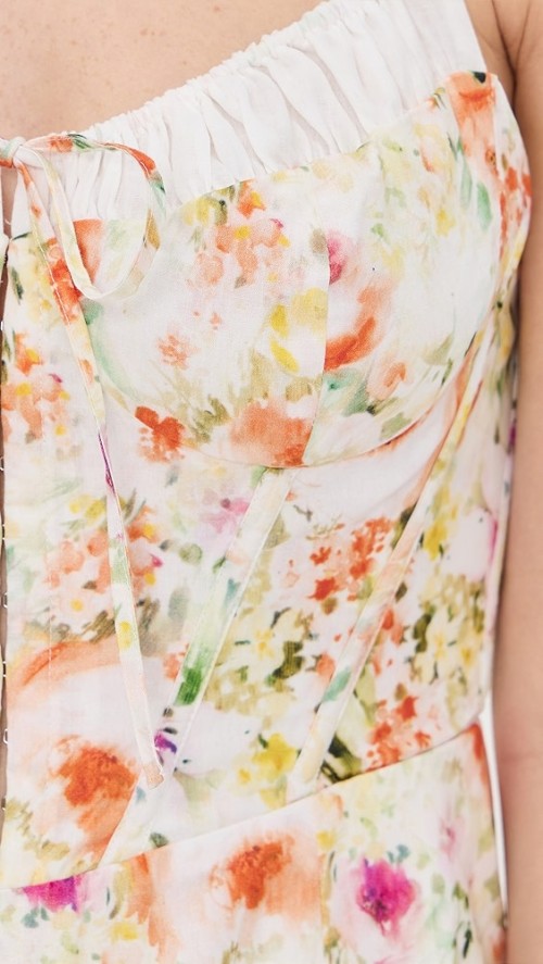 Elegant Sweetheart Neckline Sleeveless Elastic Shoulder Straps Open Back Floral Print Dress
