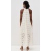 Elegant Halter Neckline Sleeveless Mid Waist Embroidered Floral Eyelets Casual Dress