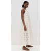 Elegant Halter Neckline Sleeveless Mid Waist Embroidered Floral Eyelets Casual Dress